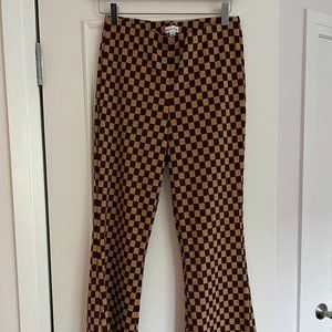 Plaid Checkered Cropped Flares - 70s Style